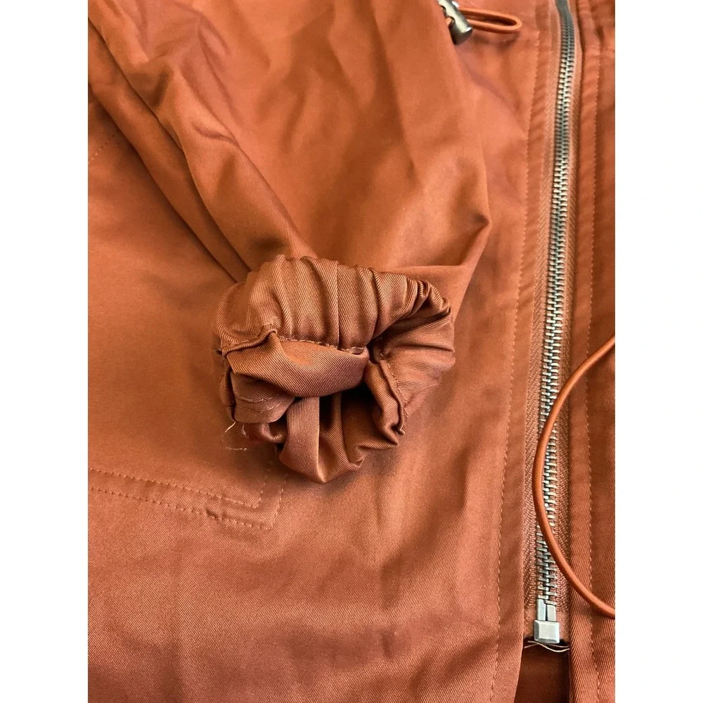 BKE Women's‎ Small Rust Brown Utility Jacket Drawstring Waist Zip Front Collar